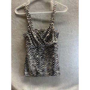 WHITE HOUSE BLACK MARKET Women S Zebra Striped TANK TOP Spaqetti Straps SHIRT